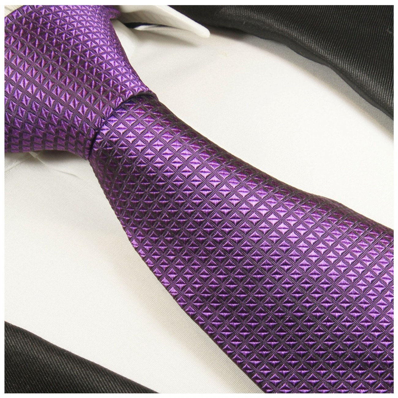 Purple extra long XL necktie Set 2pcs. 100 silk mens tie by Paul