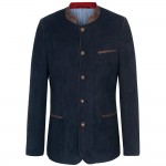 Traditional german mens jacket navy blue - leather like - de suede