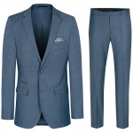 Mens suit gray blue | slim fit dress suit for men with AMF stitch
