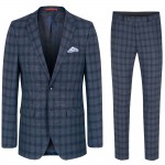 Mens suit gray blue | slim fit dress suit for men