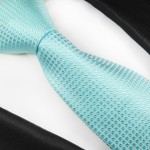 Turquoise mens tie 100% silk necktie checkered 2057
