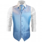 Wedding waistcoat with ascot tie light blue floral